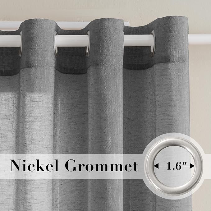 H.VERSAILTEX Linen Semi Sheer Curtains 63 Pair Set Linen Textured Sheer - Image 2