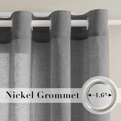 H.VERSAILTEX Linen Semi Sheer Curtains 63 Pair Set Linen Textured Sheer - Image 2