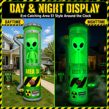8FT Halloween Alien Inflatable Blow Up Outdoor Decorations with LEDs