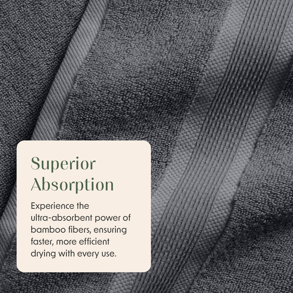 Springtree Home Luxury Bamboo Rayon Plush Bath Towel Set | 4-Pack | Grey