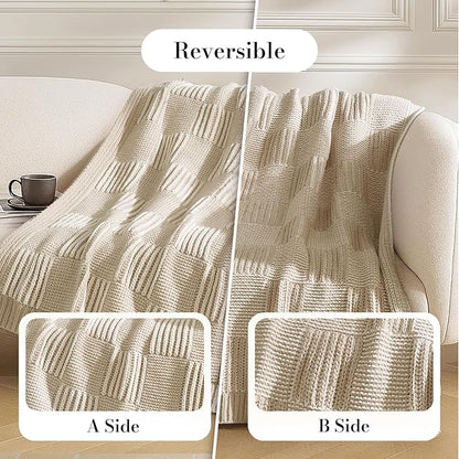 Amélie Home Checkered Knit Throw Blanket - Image 7