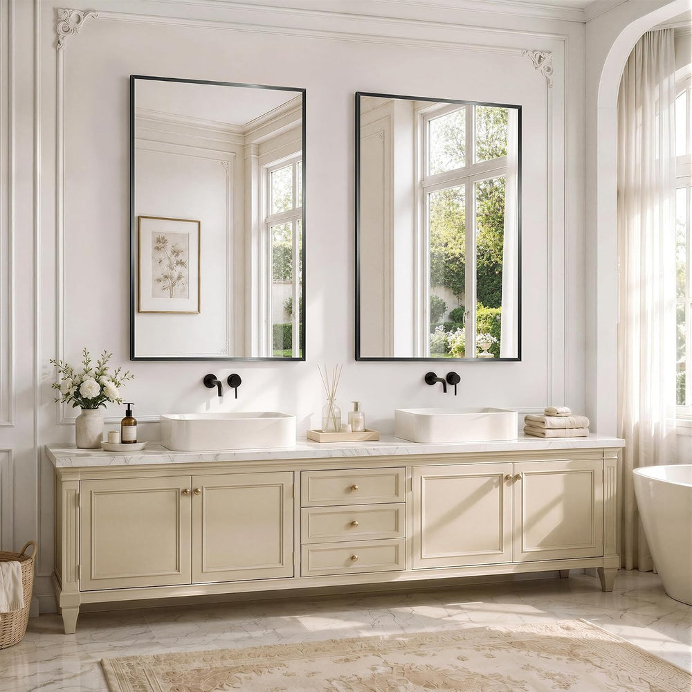 30"x36" Black Bathroom Mirror Metal Framed Horizontal or Vertical