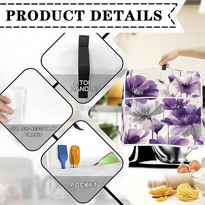 Mixer Dust Cover for 6-8 Qt Stand Mixer, Cloth Cover - Image 3