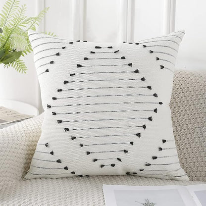 PANOD Knitted Boho Tufted Throw Pillow Covers by PANOD