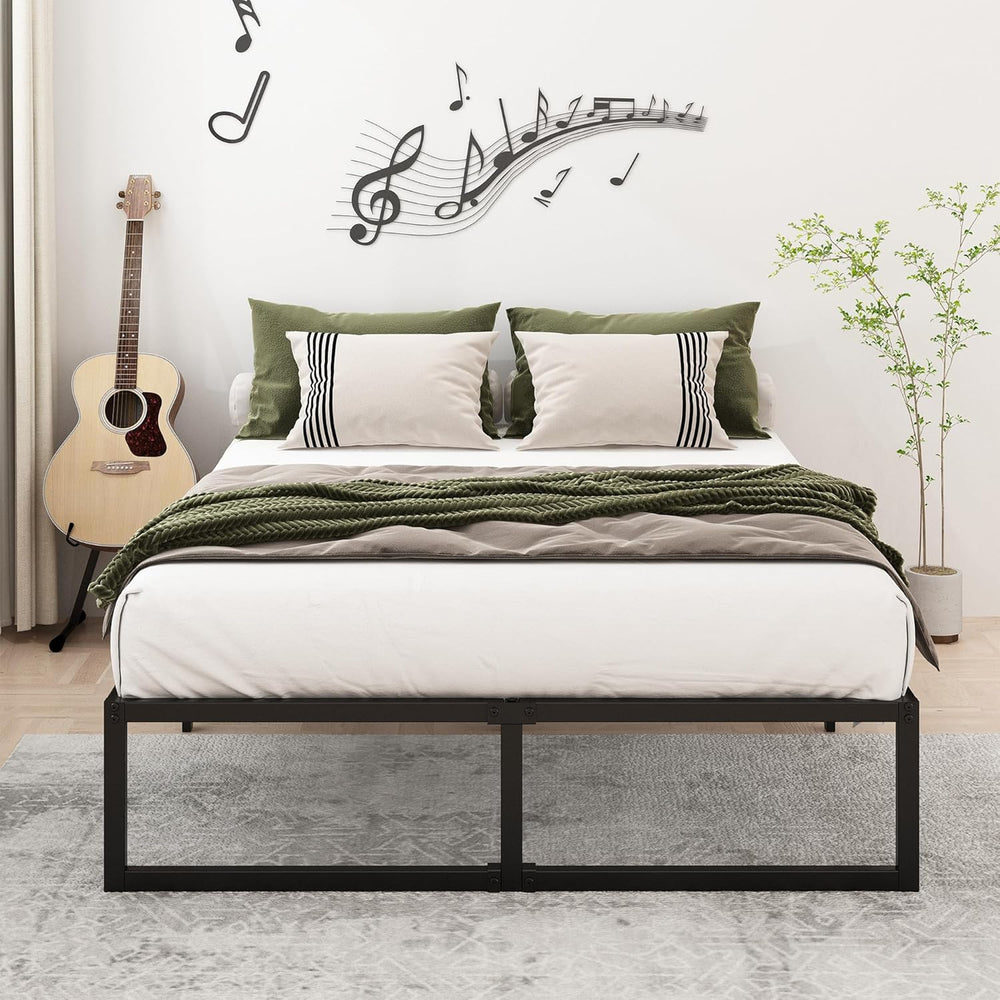 Lutown-Teen 16 Inch King Size Bed Frame with Heavy Duty Steel Slat Support