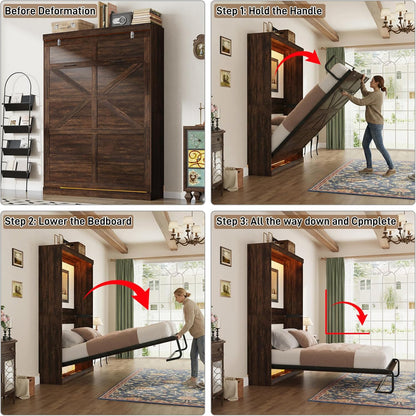 hlivelood queen size murphy bed with 2 led, package contents