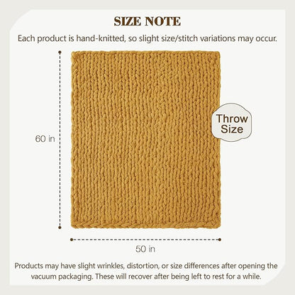 Carriediosa Chunky Knit Throw Blanket 50" X 60", 100% Hand Made Large Chenille - Image 3