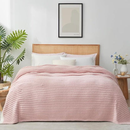 Snuggle Sac Pink Ribbed Queen Size Blanket by SnuggleSac