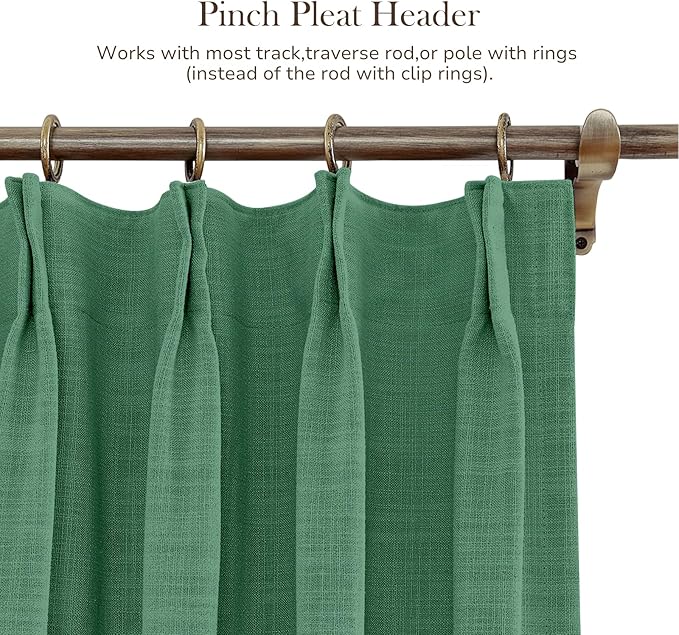 TWOPAGES 72 W x 102 L inch Pinch Pleated Curtain Room Darkening Linen Drapery - Image 3
