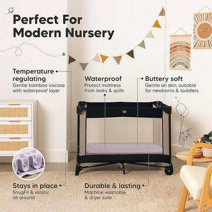 2-Pack Waterproof Pack and Play Sheets, Mini Crib Sheets Fitted - Image 5