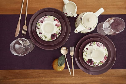 Solino Home Linen Chambray Burgundy Table Runner 132 Inches Long - Image 3