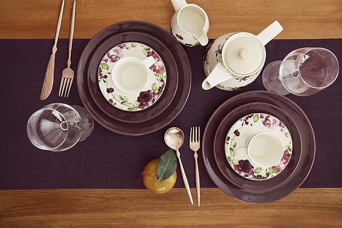 Solino Home Linen Chambray Burgundy Table Runner 144 Inches Long - Image 3