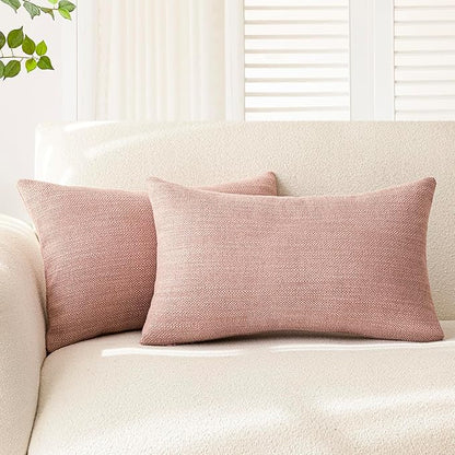Foindtower Set of 2 Decorative Textured Burlap Linen Throw Pillow Covers by Foindtower