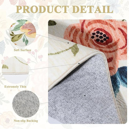 DUKINO 9x12 Area Rug, Floral Rugs - Image 6