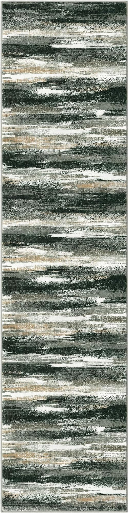 Modern Abstract Hallway Runner Rug, Forest Green Washable Kitchen Runner - Image 9