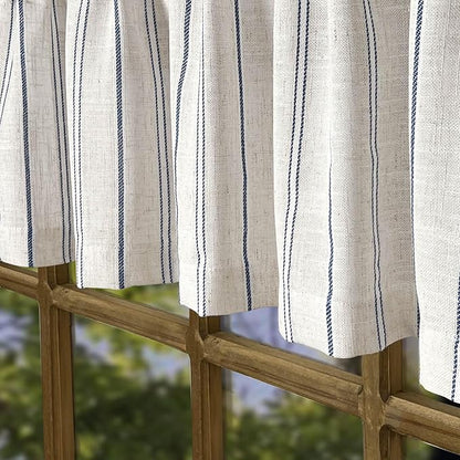 2 Pack Faux Linen Striped Kitchen Valances - Image 3