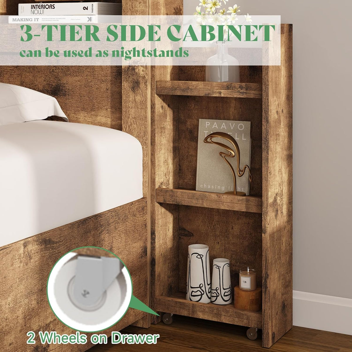 amerlife queen bed frame with bookcase headboard &, package contents