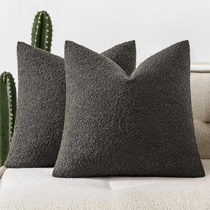 Woaboy Pack of 2 18x18 Inch Decorative Boucle Throw Pillow Covers Textured by Woaboy