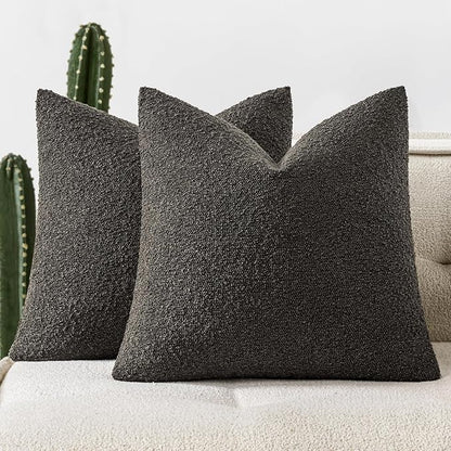 Woaboy Pack of 2 18x18 Inch Decorative Boucle Throw Pillow Covers Textured by Woaboy