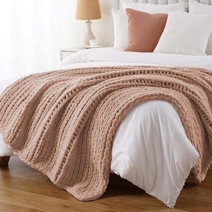 Battilo Chunky Knit Throw Blanket, Soft and Thick Chenille Throw Blanket - Image 4