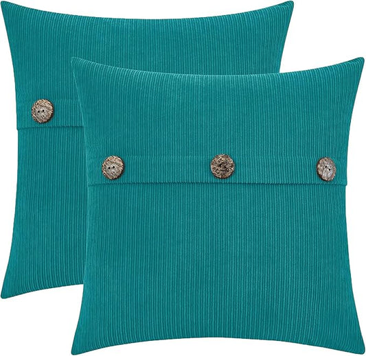 HWY 50 Teal Chenille Throw Pillow Covers 16x16 Inch by HWY50