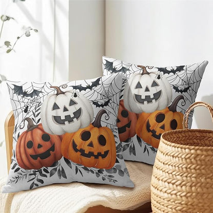 Halloween Pumpkins Throw Pillow Covers 18x18 Inch Pumpkin Jack-O-Lanterns - Image 5