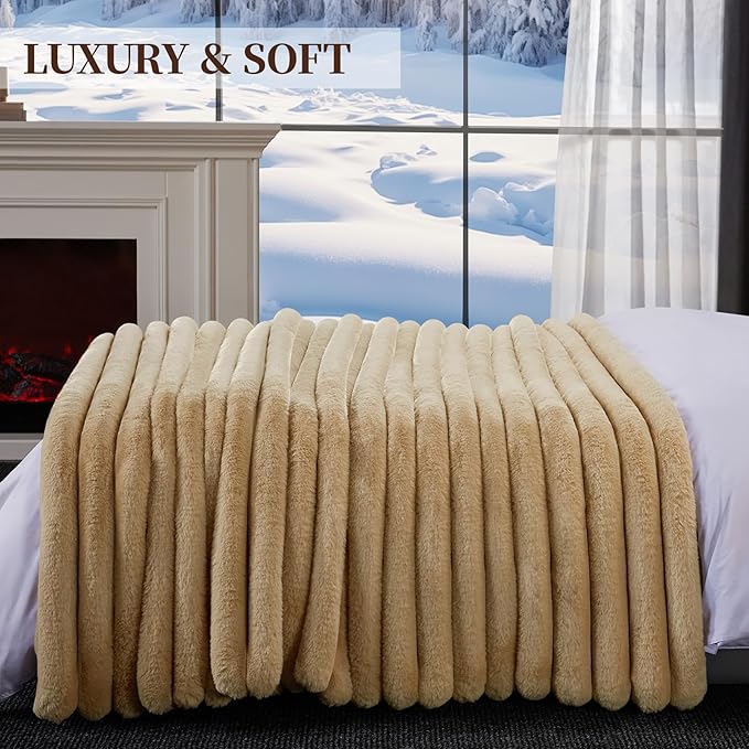 Fluffy Faux Fur Throw Blanket, Thick 1000GSM Soft Cozy Throw Blankets - Image 6