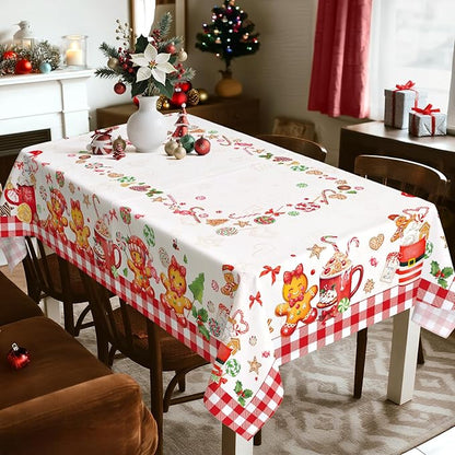 Christmas Gingerbread Tablecloth Waterproof, Candy Cane Table Cloth Rectangle - Image 2