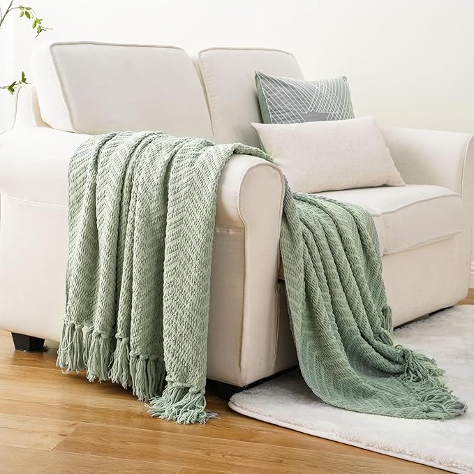BATTILO HOME Sage Green Throw Blanket - Image 4
