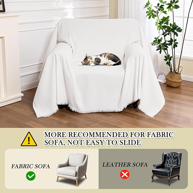 MEETSKY Oversized Chair Covers White Couch Cover Washable Armchair Slipcover - Image 5