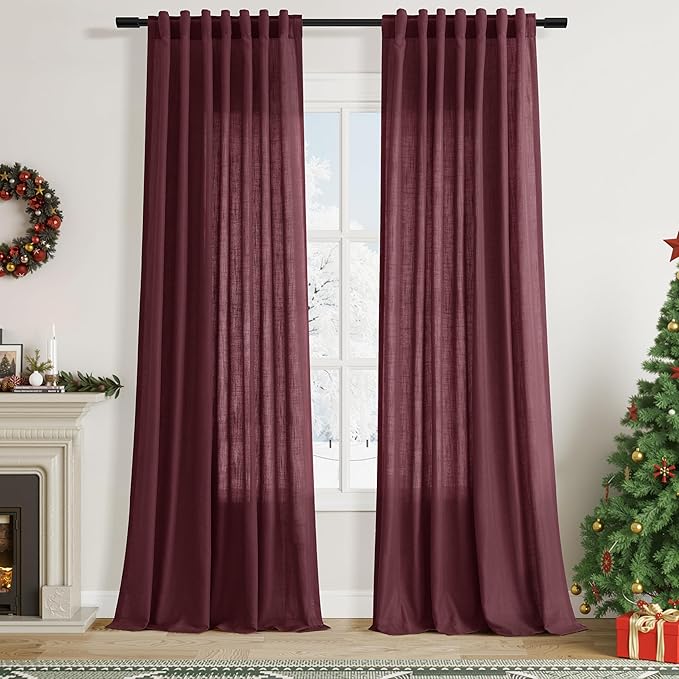 Nanspring Linen Curtains 108 Inches Long by Nanspring