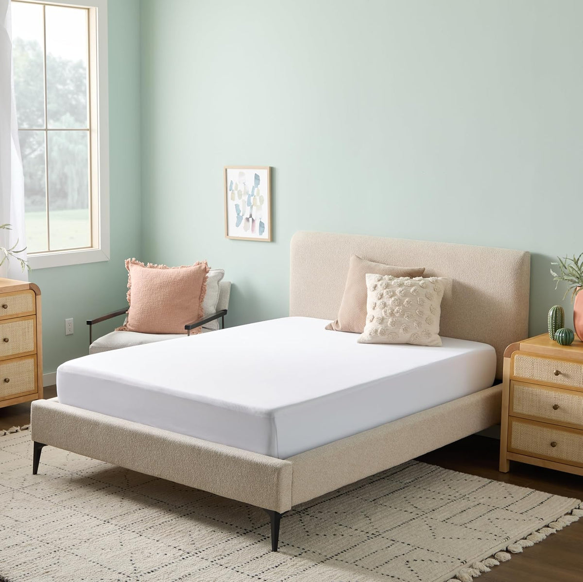 linenspa waterproof mattress protector, breathable, cal king size on a desk or shelf