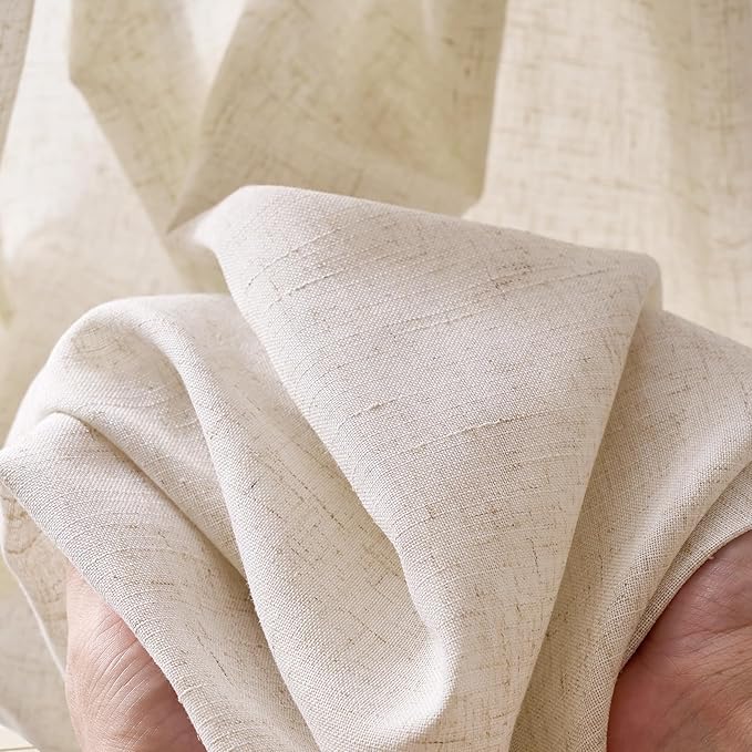 jinchan Linen Pinch Pleated Kitchen Curtains 30 Inch 2 Panels, Natural Linen - Image 9