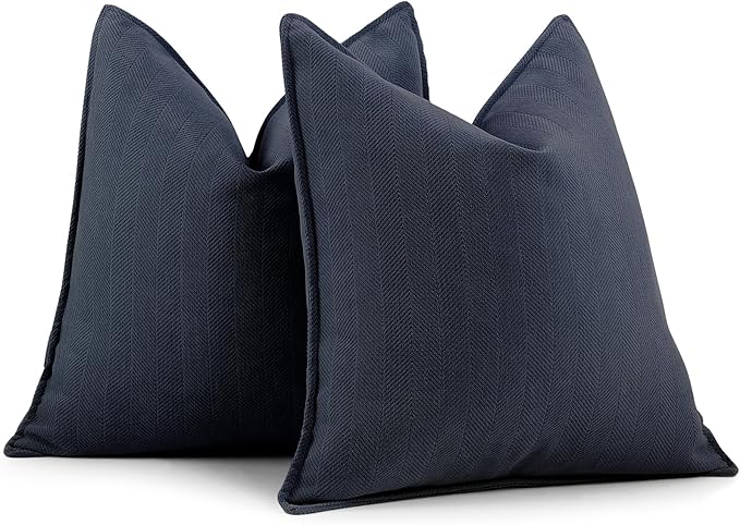 ZWJD Navy Pillow Covers 16x16 Set of 2 Chenille Throw Pillow Covers by ZWJD