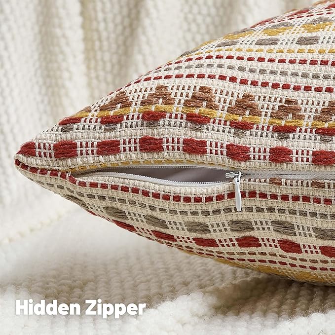 FUTEI Brown Red Decorative Throw Pillow Covers 20x20 Inch Set of 2, Soft Cozy - Image 3