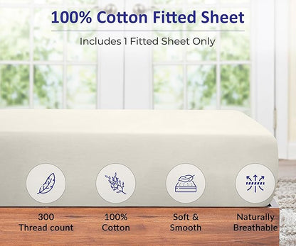 ROYALE LINENS 300 Thread Count 100% Long Staple Combed Cotton Fitted Sheet Queen - Image 3