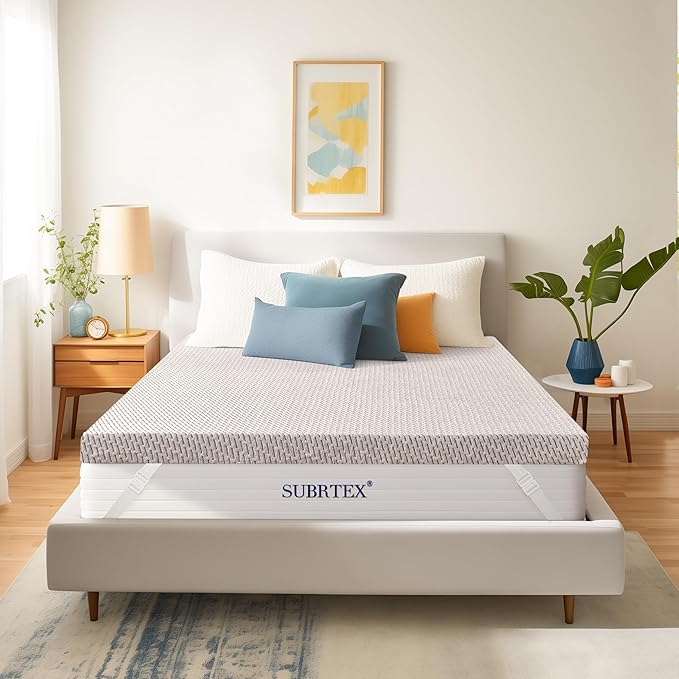 Subrtex Cover for Mattress Topper Full Size 2 Inch Mattress Topper Protector - Image 6