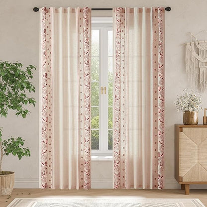 jinchan Christmas Curtains for Bedroom 84 Inches Length Embroidered Bordered - Image 3