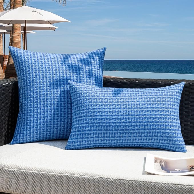 Kevin Textile Outdoor Waterproof Throw Pillow Covers Pack of 2 Weaving Texture - Image 5