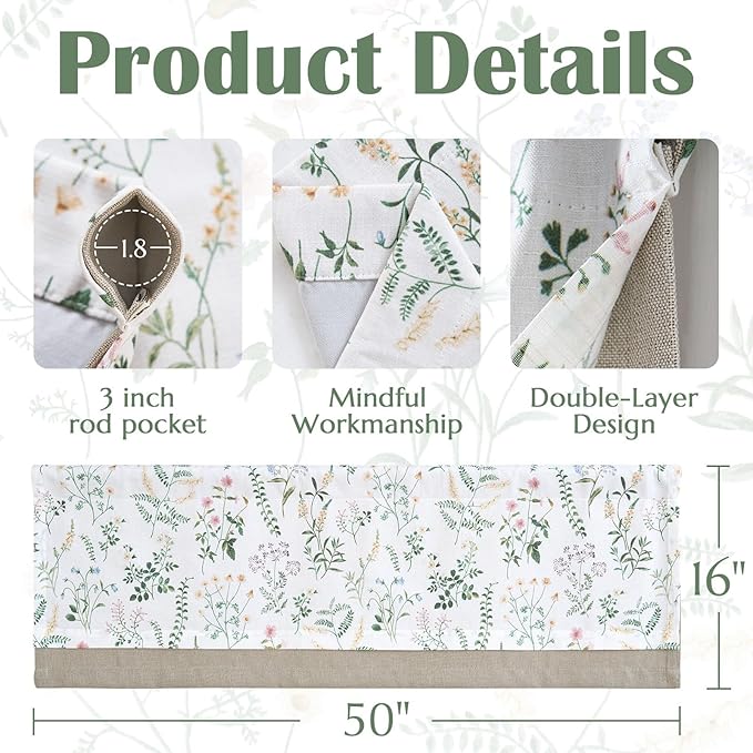 jinchan Linen Double Layer Valance Curtain - Image 5
