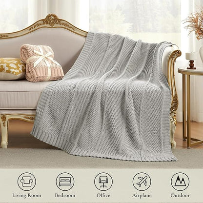 Amélie Home Chevron Chenille Knit Throw Blanket - Image 4