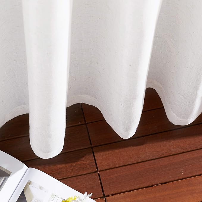 NICETOWN Linen Curtains Off White Sheer Flax Textured, Grommet Semi Linen Sheer - Image 6