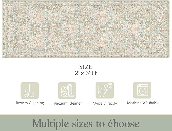 MUJOO Washable Runner Rug, Floral 2x6 Runners - Image 7