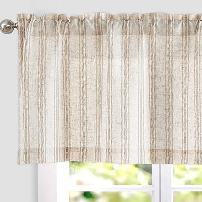 jinchan Striped Valance Window Treatment Linen Valance by JINCHAN