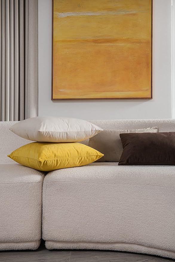 Couch Pillow Covers 18x18 Cream: 2 Pack Cozy Soft Velvet Square Throw Pillow - Image 5
