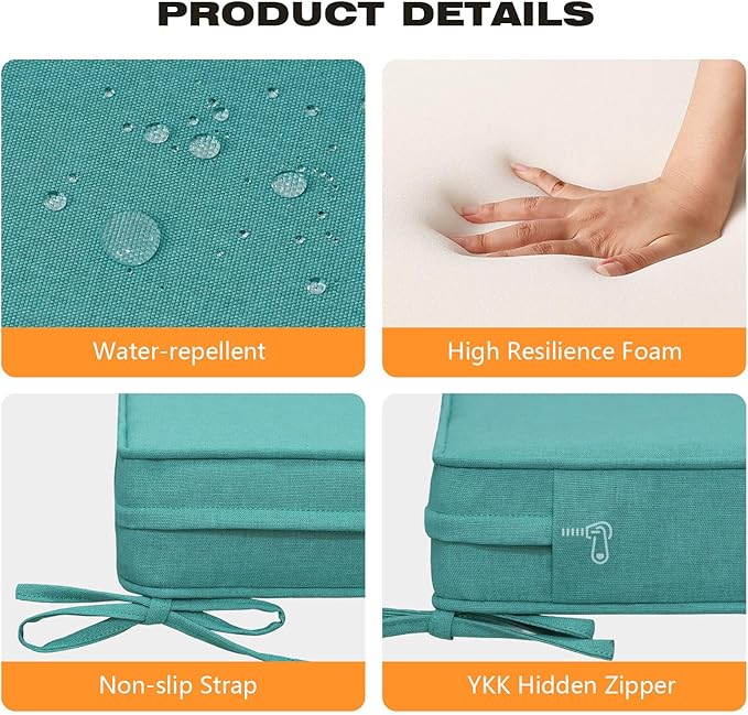 Square Corner Seat Cushions, Indoor Outdoor Water Repellent Universal Chair Pads - Image 4