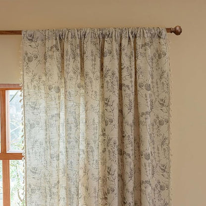 ENJOYBRIDAL Floral Curtains 63 Inch Length Vintage 2 Panels Drapes Short Rod - Image 4
