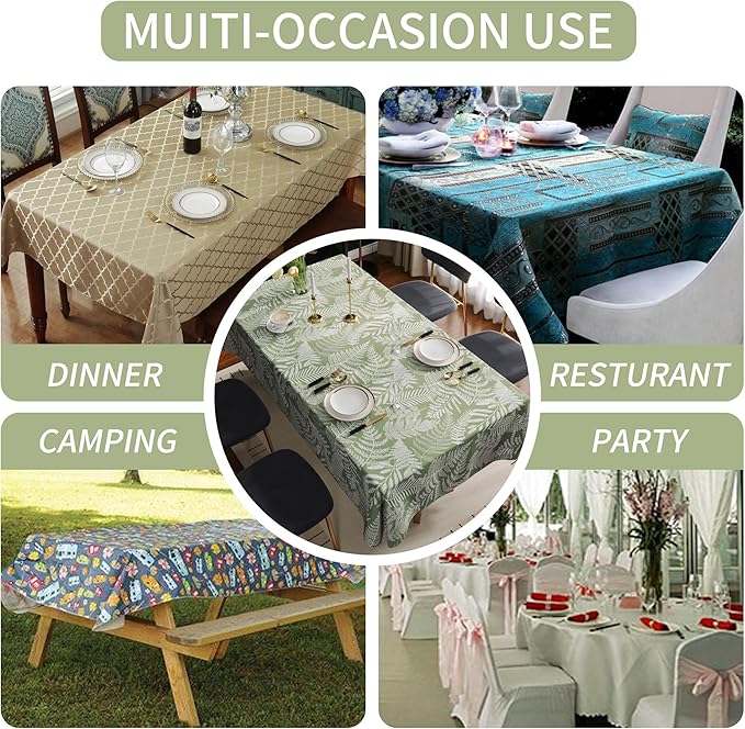 Rectangle Table Cloth, 100% Waterproof Tablecloth Oil Proof Spill Proof Vinyl - Image 6