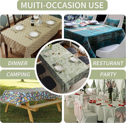 Square Table Cloth, 100% Waterproof Tablecloth Oil Proof Spill Proof Vinyl - Image 6