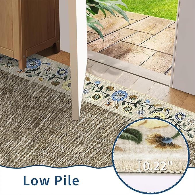 GarveeHome Washable Rugs for Living ROM 8 x 10 Large Area Rug Farmhouse Floral - Image 5